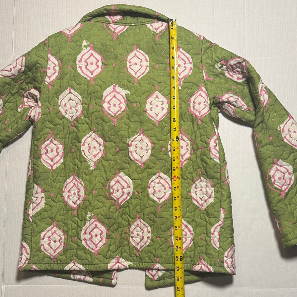 IDA MAE HOME Green Pink Handcrafted Quilted‎ Women's Jacket Abstract Pattern SM - Picture 10 of 13